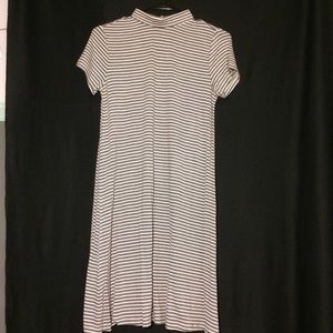 striped mock neck tshirt dress